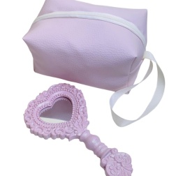Bomboniera cresima specchio grande rosa beauty case